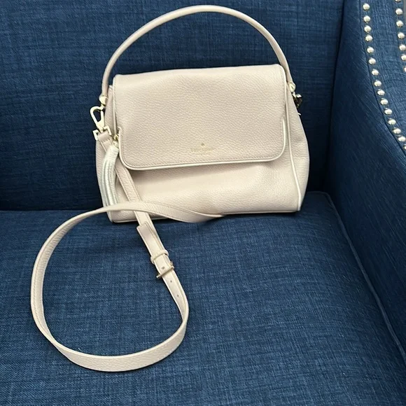 EUC Kate Spade Ladies handbag beige with cream trim, detachable shoulder strap - Picture 7 of 8